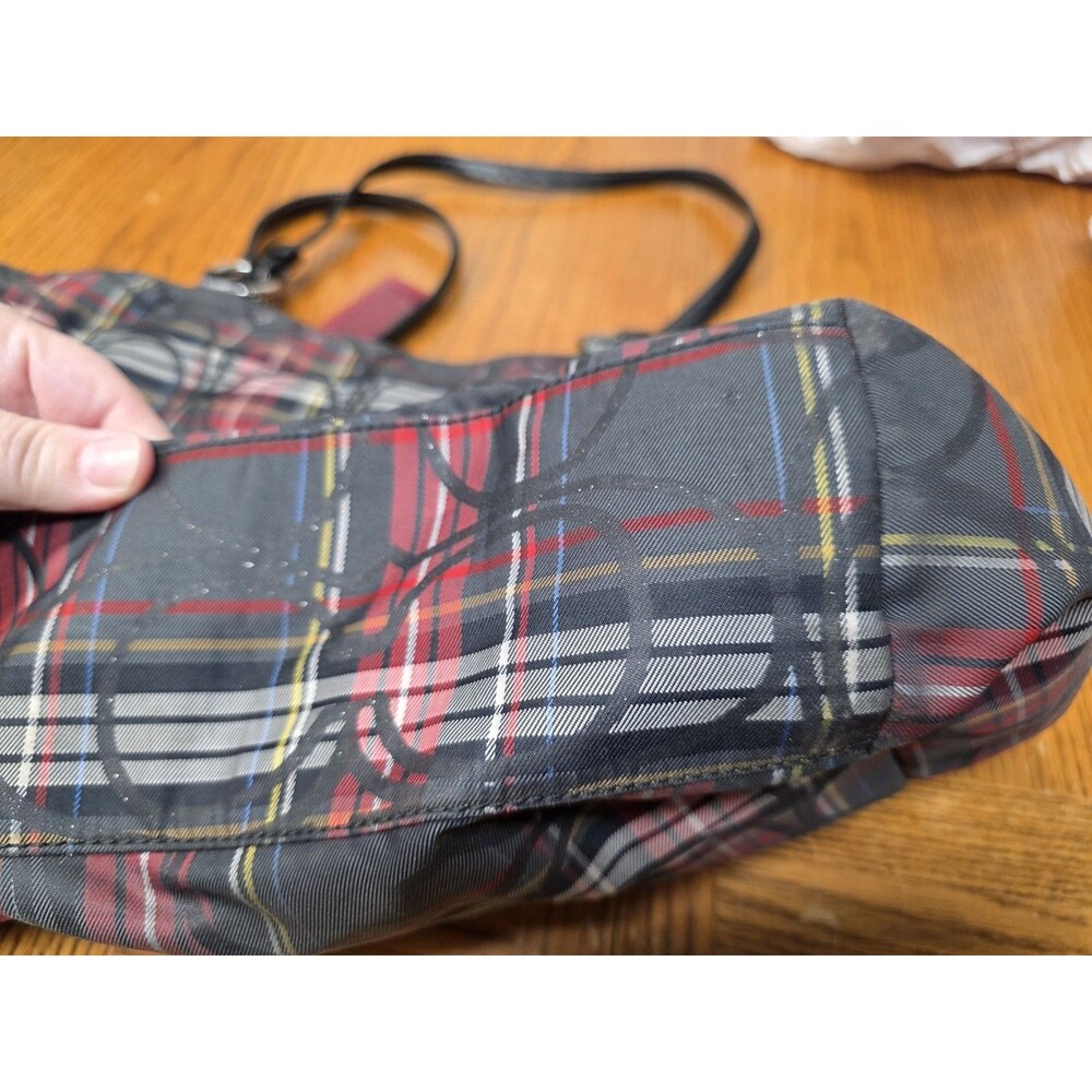 COACH Gabby Tartan Signature XLarge Tote Bag Red Glitter - Picture 3 of 16